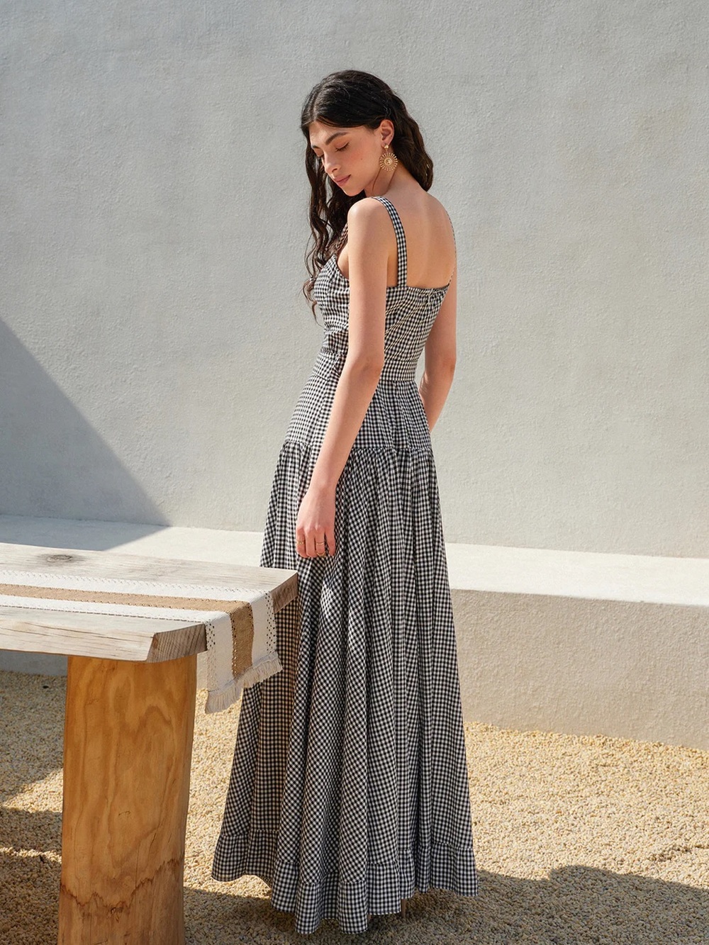 185 Gingham Belted Fitted Sleeveless Dress - Picture 7 of 7